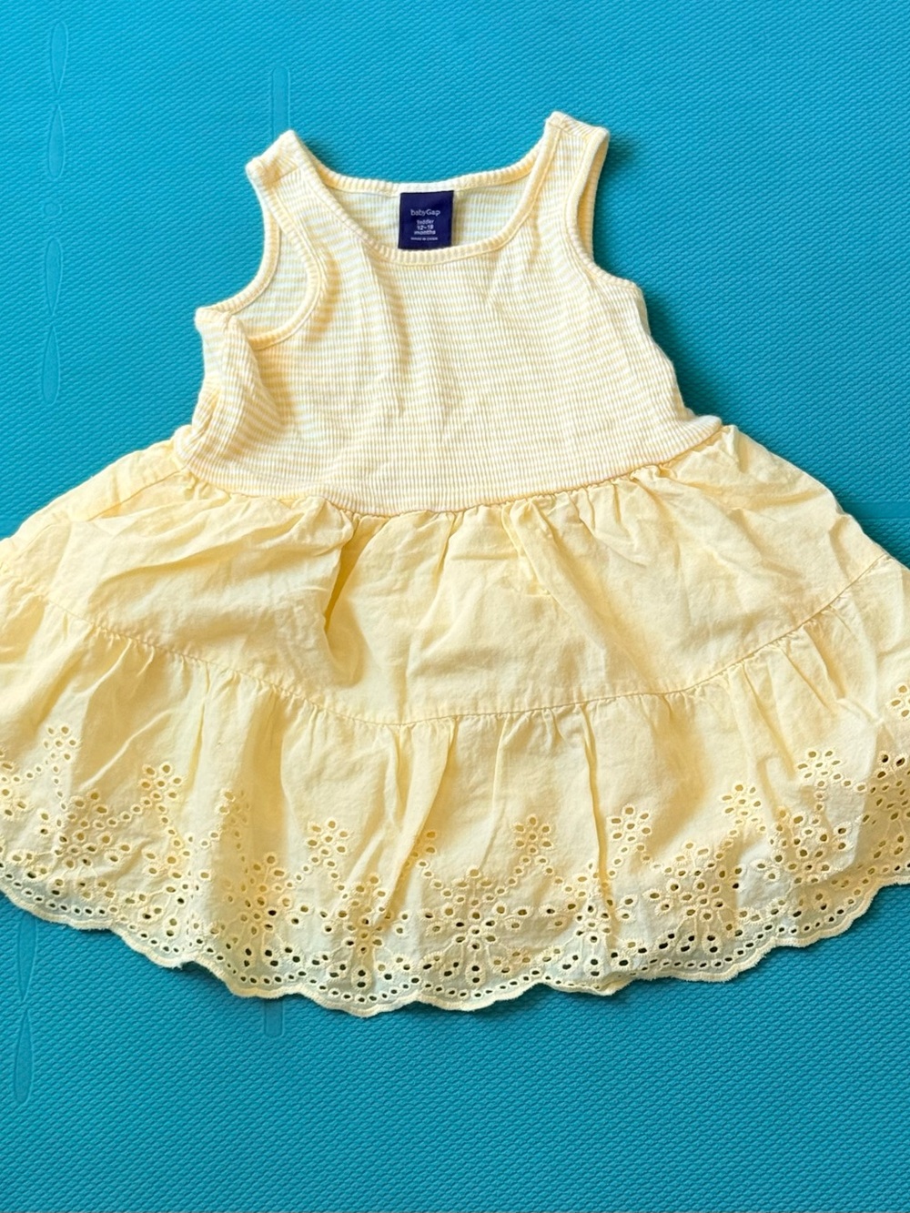 GAP Pale Yellow Eyelet Tiered Tank Dress for Kids